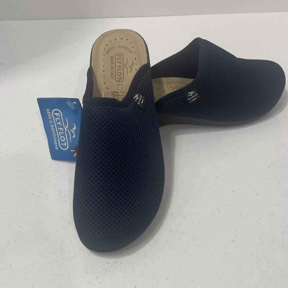 Fly Flot Made in Italy Women's Slip On Mesh And Leather Mules Clogs-Size 8